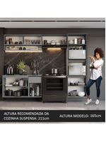 Armário de cozinha completa suspenso 260cm cinza nice madesa 10