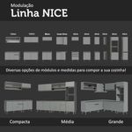 Armário de cozinha completa suspenso 260cm cinza nice madesa 10