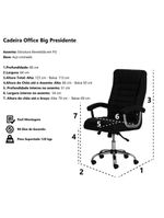 Cadeira De Escritório Preta Base Giratória Cromada