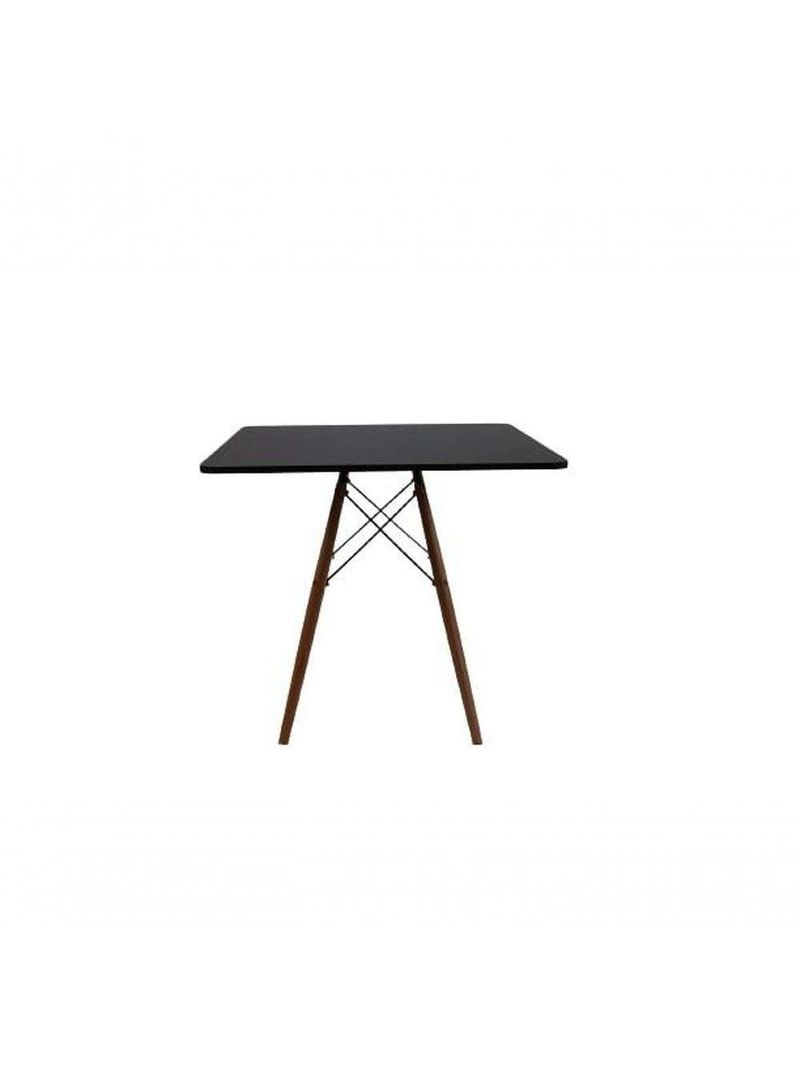 Conjunto Mesa Jantar Quadrada Eiffel 80cm Preto Mdf + 4 Cadeiras Charles Eames