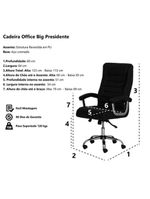 Cadeira De Escritório Giratória Presidente Big Com Molas Ensacadas Preto