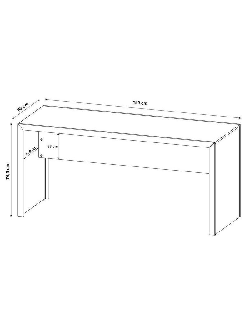 Mesa Multiuso Escritório Me4185 180cm Preto Tecno Mobili