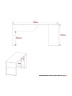 Mesa Multiuso Escritório Me4182 160cm Amêndoa Preto Tecno Mobili