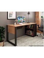 Mesa Multiuso Escritório Me4182 160cm Amêndoa Preto Tecno Mobili