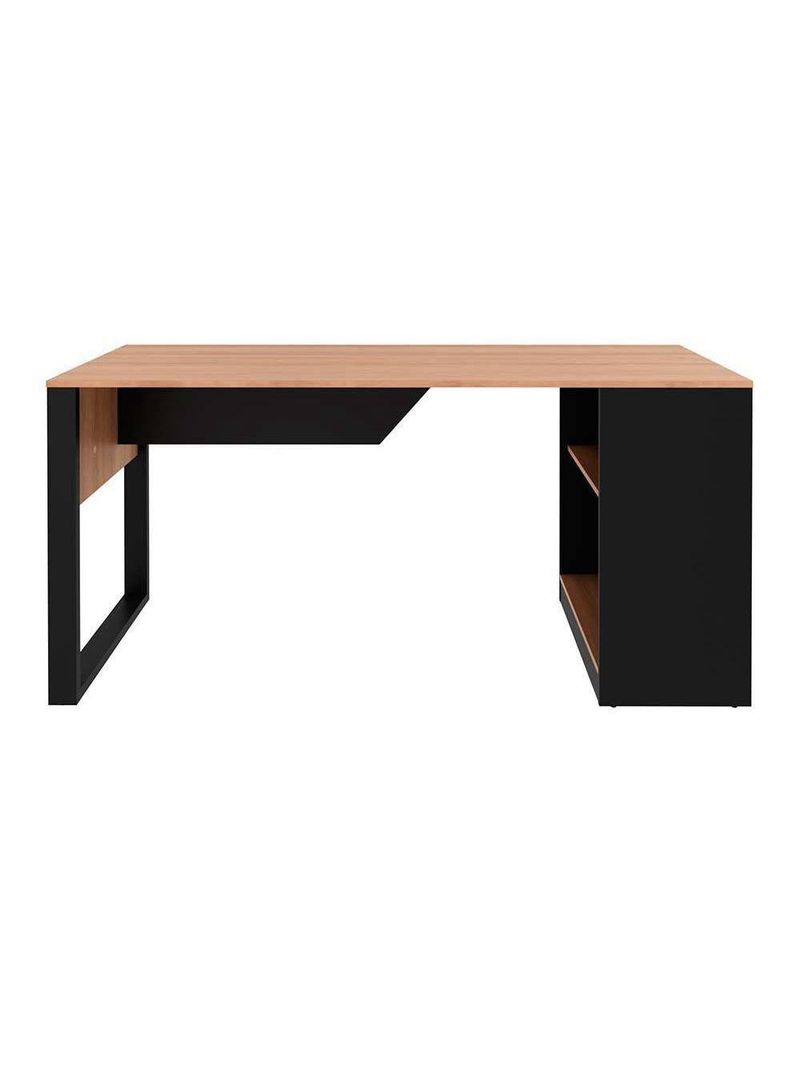 Mesa Multiuso Escritório Me4182 160cm Amêndoa Preto Tecno Mobili