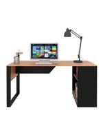 Mesa Multiuso Escritório Me4182 160cm Amêndoa Preto Tecno Mobili