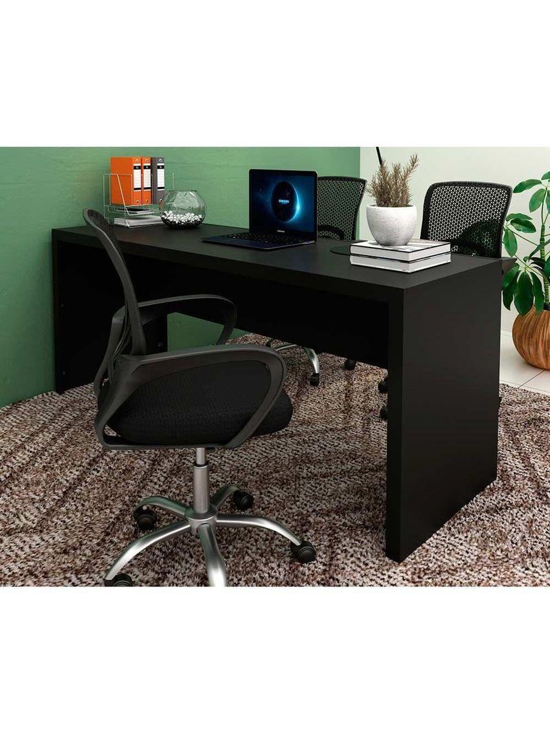 Mesa de Escritório ME4185 180cm Preto - Tecno Mobili