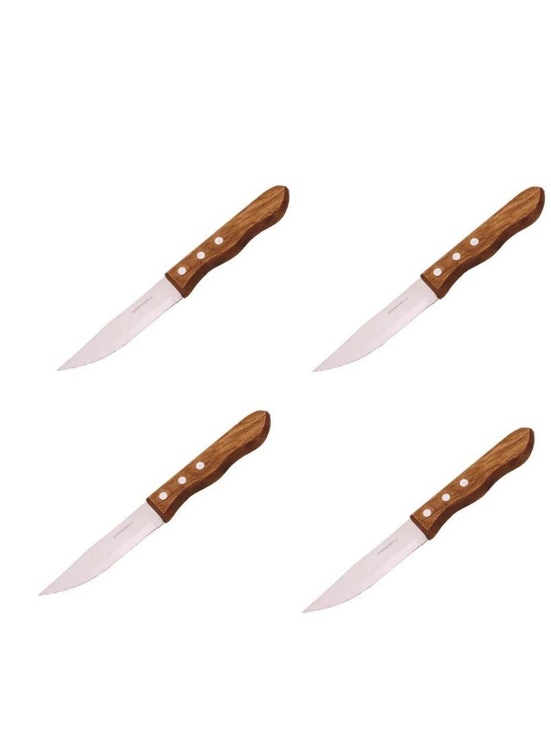 Quatro facas jumbo churrasco - madeira - 25cm