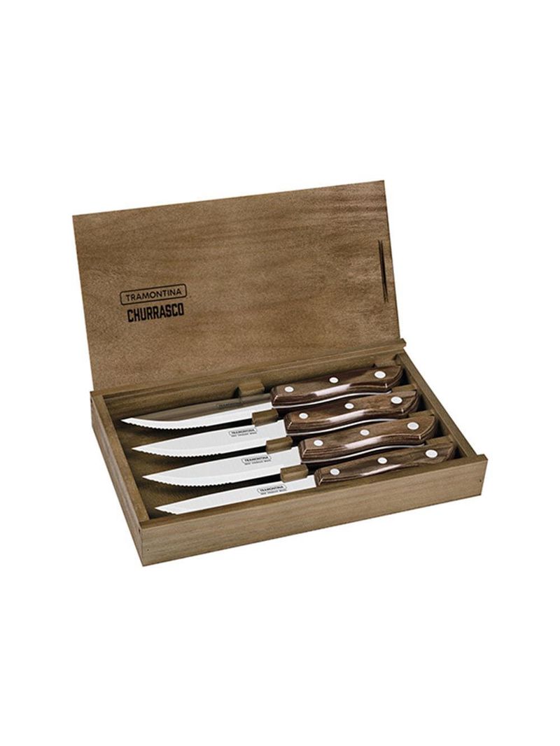 Conjunto de facas jumbo para churrasco polywood castanho 4pçs - tramontina