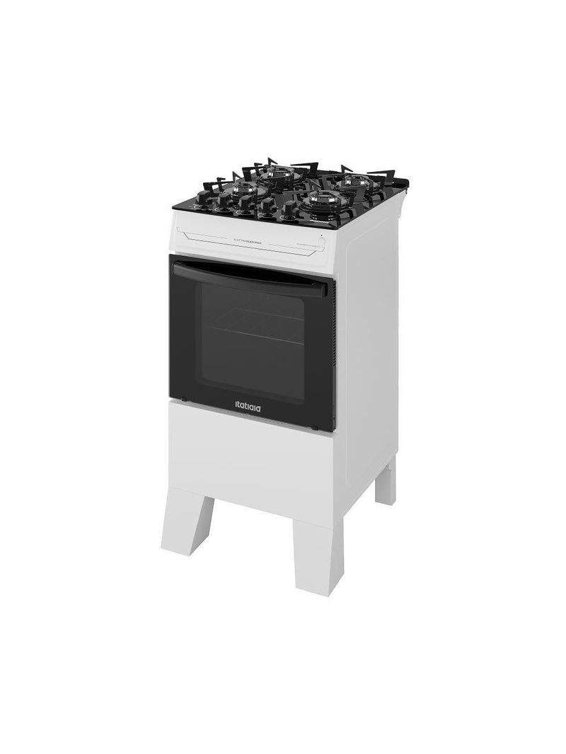 Fogão Itatiaia Electra Glass Pluss Piso 4 Bocas Branco Mesa De Vidro Bivolt (3700000485)
