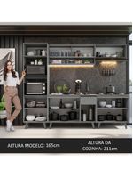 Armário de cozinha completa 260cm cinza nice madesa 01