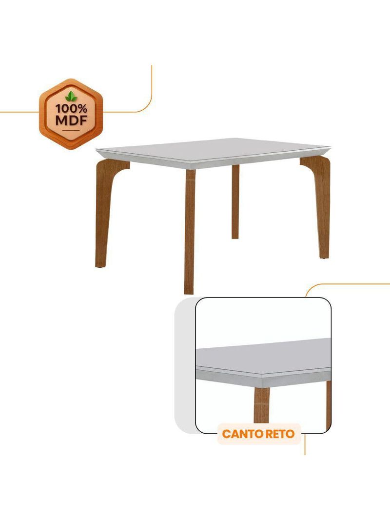 Conjunto Mesa Liz 120cm Com Vidro 4 Cadeiras Athenas Moderna Veludo Marrom Off White Imbuia
