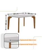 Conjunto Mesa Liz 120cm Com Vidro 4 Cadeiras Athenas Moderna Veludo Marrom Off White Imbuia