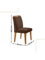 Conjunto Mesa Liz 120cm Com Vidro 4 Cadeiras Athenas Moderna Veludo Marrom Off White Imbuia