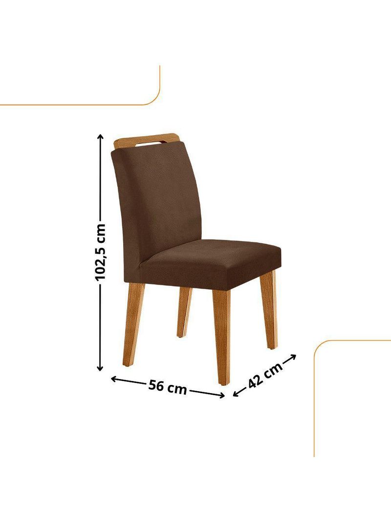 Conjunto Mesa Liz 120cm Com Vidro 4 Cadeiras Athenas Moderna Veludo Marrom Off White Imbuia