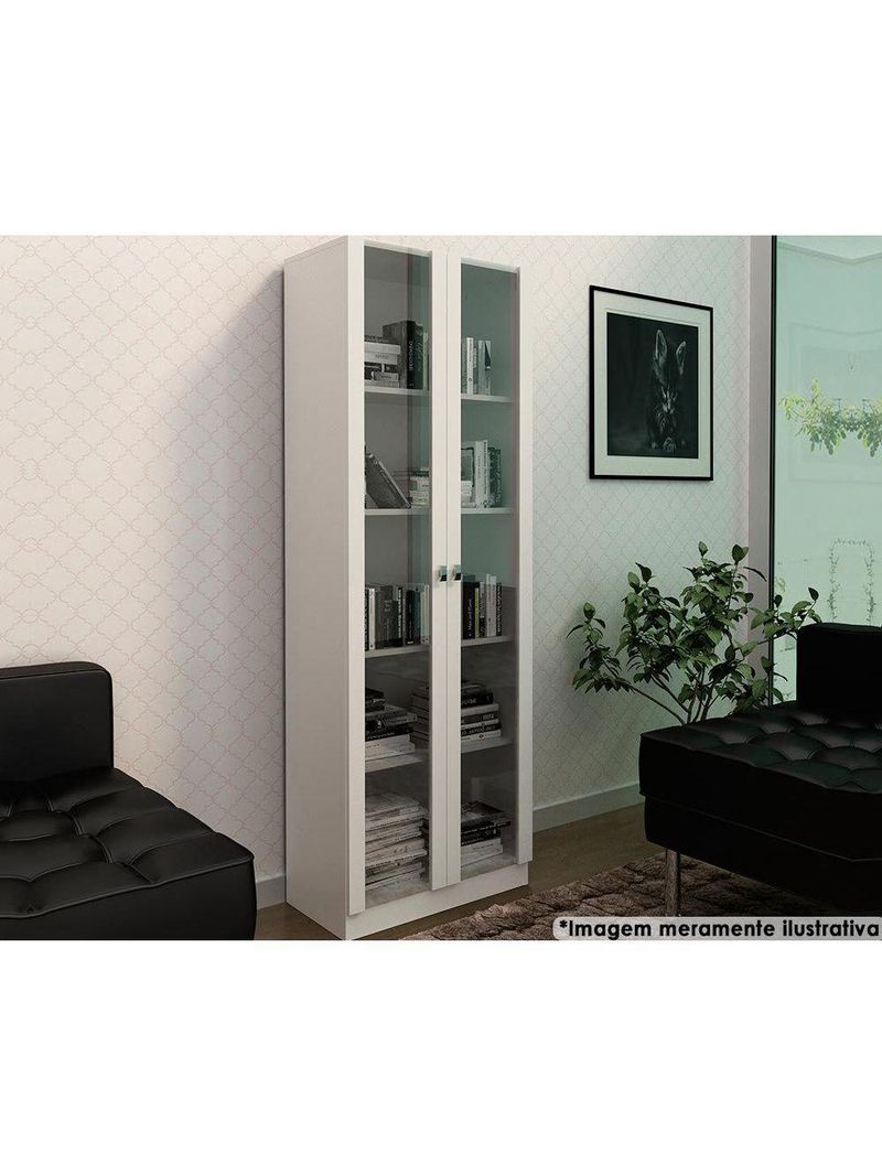 Estante de Escritório ME4115 c/ 2 Portas c/ Vidro Branco - Tecno Mobili