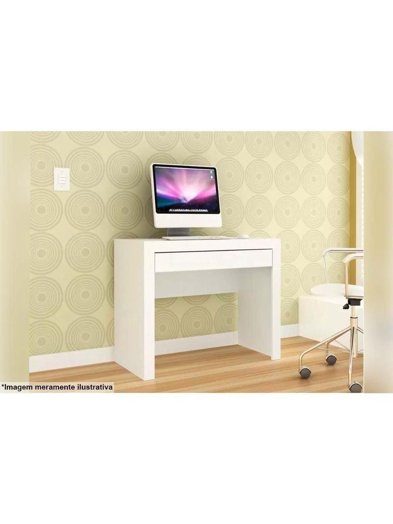 Mesa Notebook Escritório MSM421 c/ 1 Gaveta Branco - Movelbento