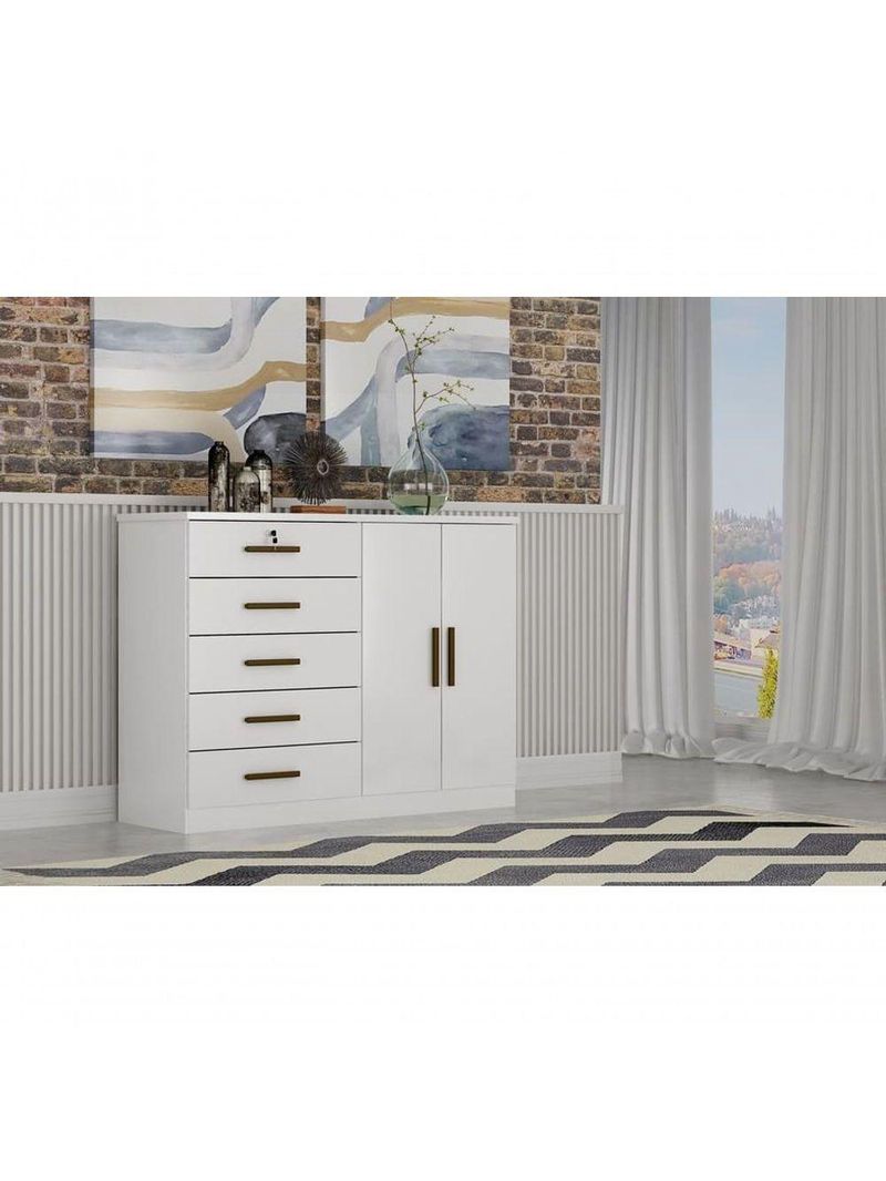 Cômoda Para Quarto Com Sapateira 5 Gavetas - Space-branco - Móveis Horizonte