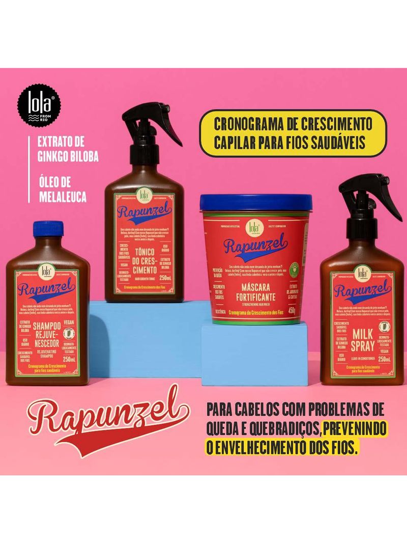Kit shampoo + tratamento antiqueda + leave-in lola cosmetics rapunzel