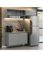 Armário de cozinha compacta suspenso 200cm cinza nice madesa xa08