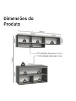 Armário de cozinha compacta suspenso 200cm cinza nice madesa xa08
