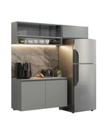 Armário de cozinha compacta suspenso 200cm cinza nice madesa xa08