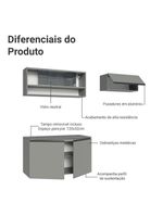 Armário de cozinha compacta suspenso 200cm cinza nice madesa xa08