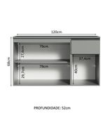 Balcão armário de cozinha 3 portas 1 gaveta suspenso cinza nice madesa