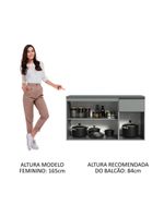 Balcão armário de cozinha 3 portas 1 gaveta suspenso cinza nice madesa