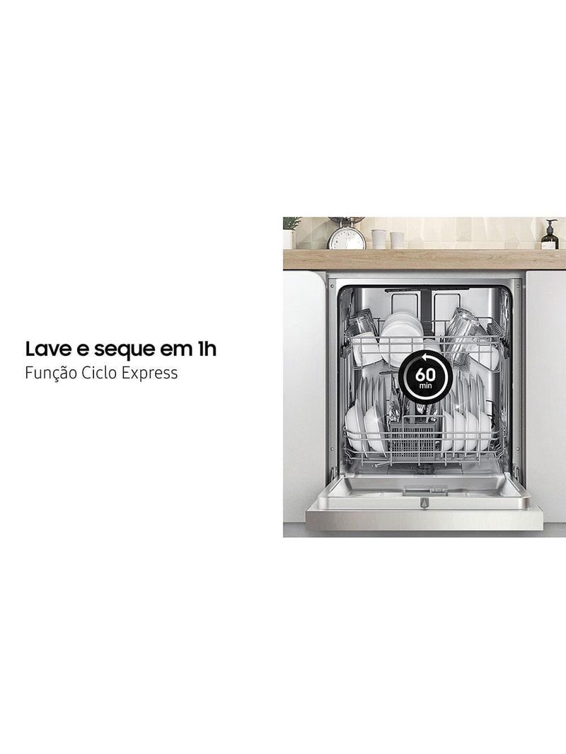 Lava-louças samsung dw60c7050fs/az 14 serviços com display de led 110v – inox