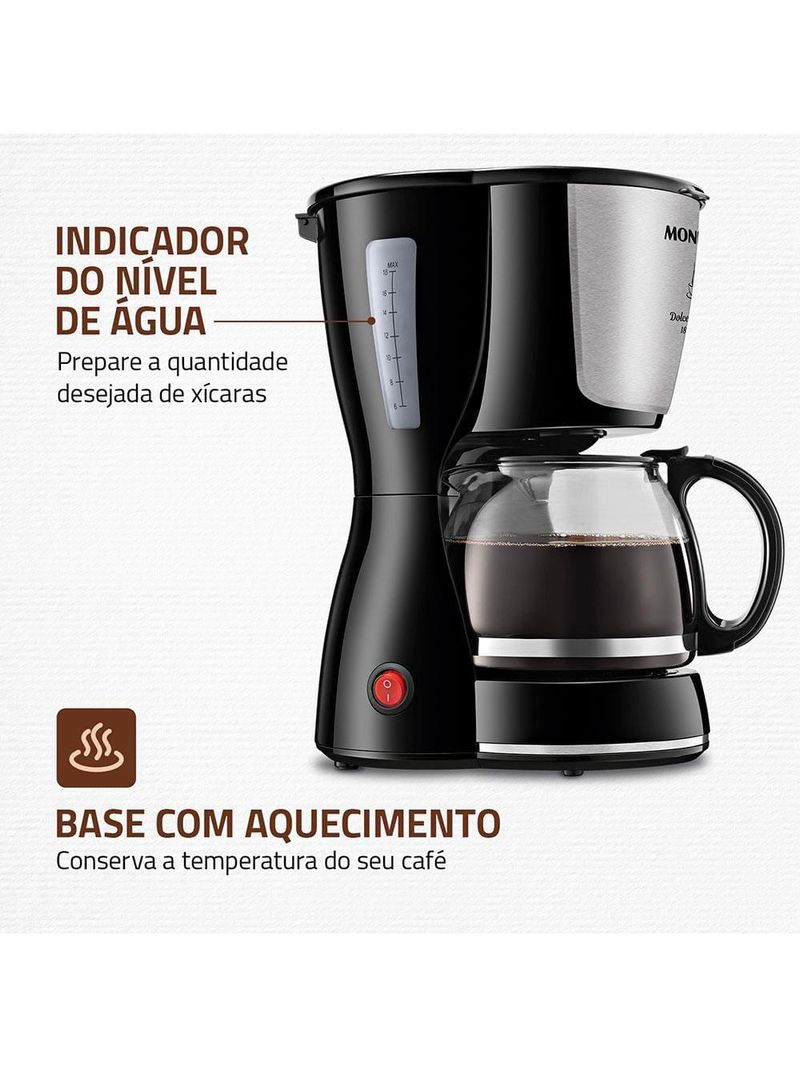 Cafeteira elétrica mondial dolce arome inox c-30 18 xícaras - preta
