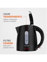 Chaleira mondial elétrica pratic hot com capacidade 1 litro ce-07 - preta