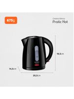 Chaleira mondial elétrica pratic hot com capacidade 1 litro ce-07 - preta