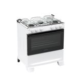 Fogão 5 Bocas Atlas Mônaco Plus Mesa De Inox Bivolt Branco