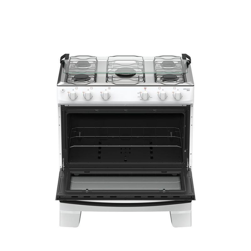 Fogão 5 Bocas Atlas Mônaco Plus Mesa De Inox Bivolt Branco