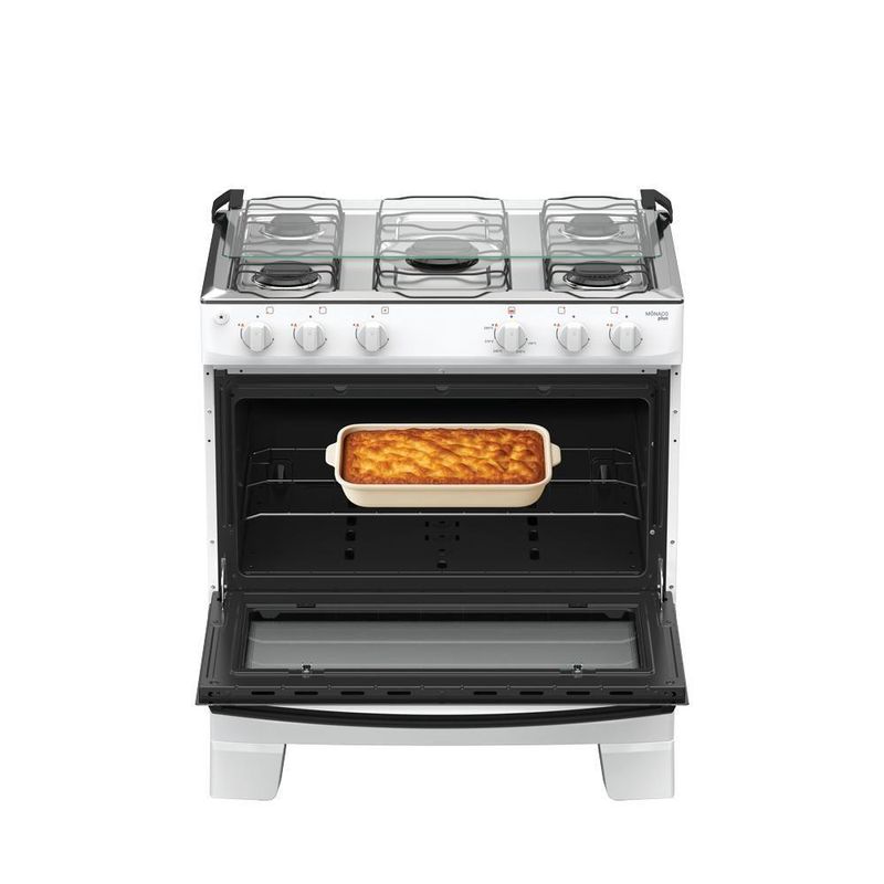 Fogão 5 Bocas Atlas Mônaco Plus Mesa De Inox Bivolt Branco