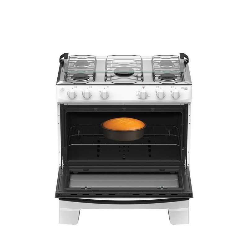 Fogão 5 Bocas Atlas Mônaco Plus Mesa De Inox Bivolt Branco