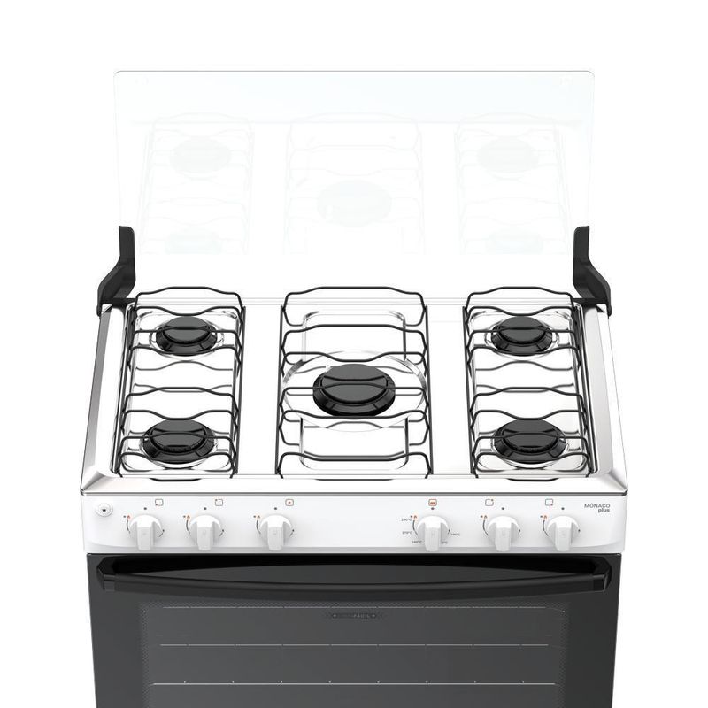 Fogão 5 Bocas Atlas Mônaco Plus Mesa De Inox Bivolt Branco