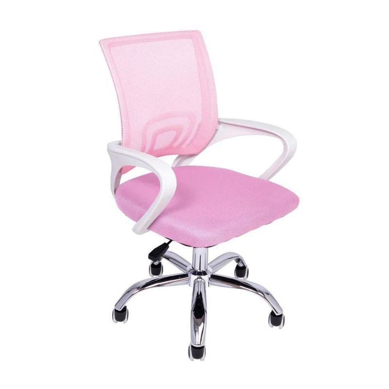 Cadeira De Escritório Begonia Tela Mesh Ergonômica Rosa Unitário