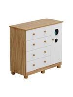 Cômoda infantil peroba duda plus com 1 porta, 4 gavetas, 1 prateleira e 95,3 cm de largura