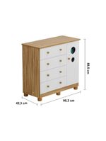 Cômoda infantil peroba duda plus com 1 porta, 4 gavetas, 1 prateleira e 95,3 cm de largura