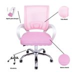 Kit 6 Cadeiras De Escritório Begonia Tela Mesh Ergonômico Rosa