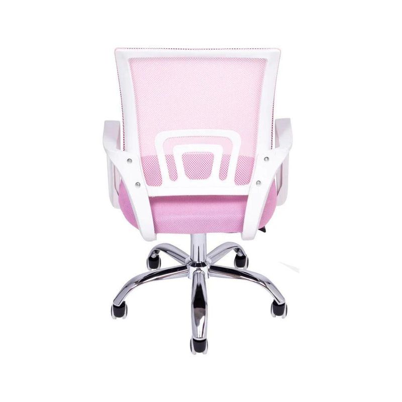 Kit 6 Cadeiras De Escritório Begonia Tela Mesh Ergonômico Rosa