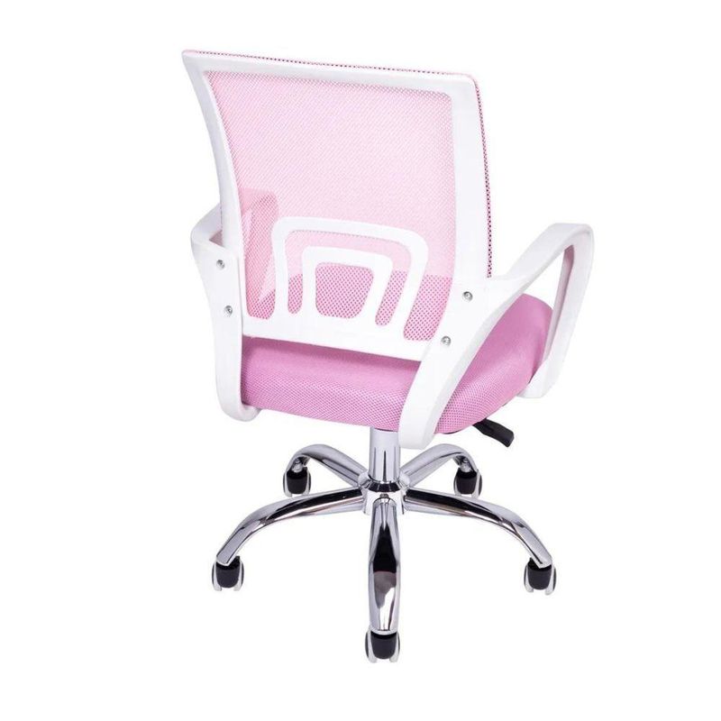Kit 6 Cadeiras De Escritório Begonia Tela Mesh Ergonômico Rosa
