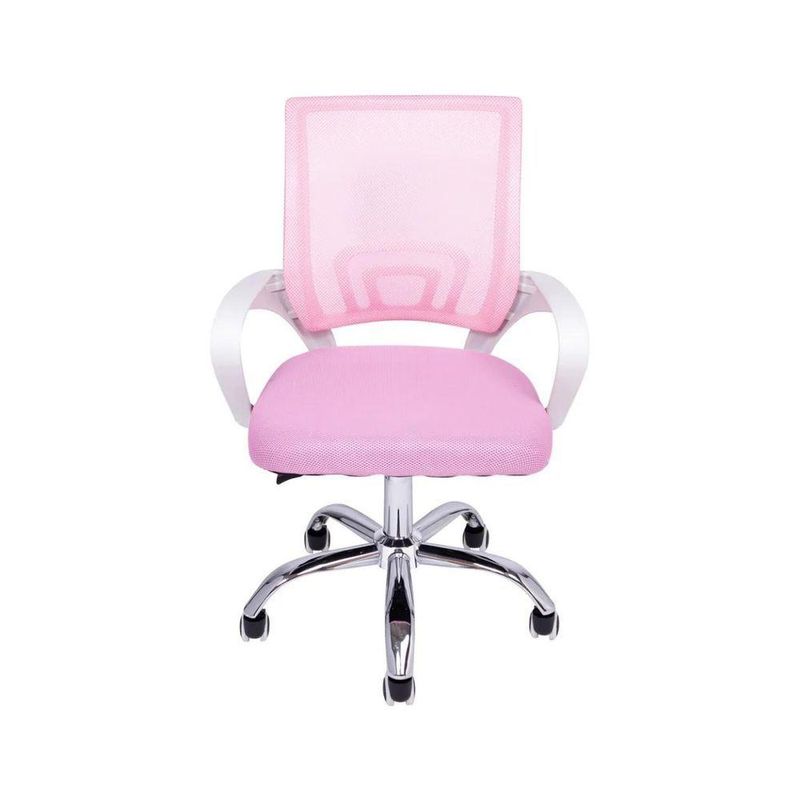 Kit 6 Cadeiras De Escritório Begonia Tela Mesh Ergonômico Rosa