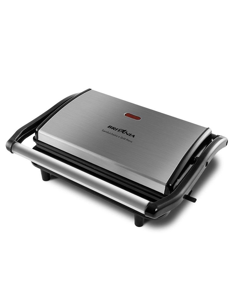 Sanduicheira grill britânia bgr27i press 850w antiaderente – inox/preta
