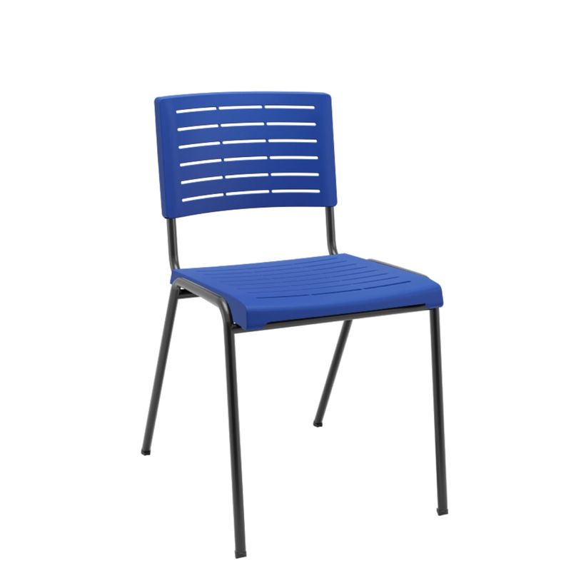 Cadeira Niala Montada Azul Bic em Aço e Polipropileno NR17 Plaxmetal