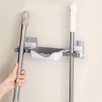Suporte Parede Para Sabonete, Vassoura E Rodo Organizador Prático Para Banheiro E Lavanderia Branco