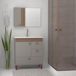 Armário Espelheira para Banheiro Beirute 1 Porta MDF com Espelho 80CM Santiago