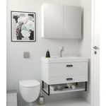 Armário Espelheira para Banheiro Boston MDF 80 cm Branco com Portas Espelhadas